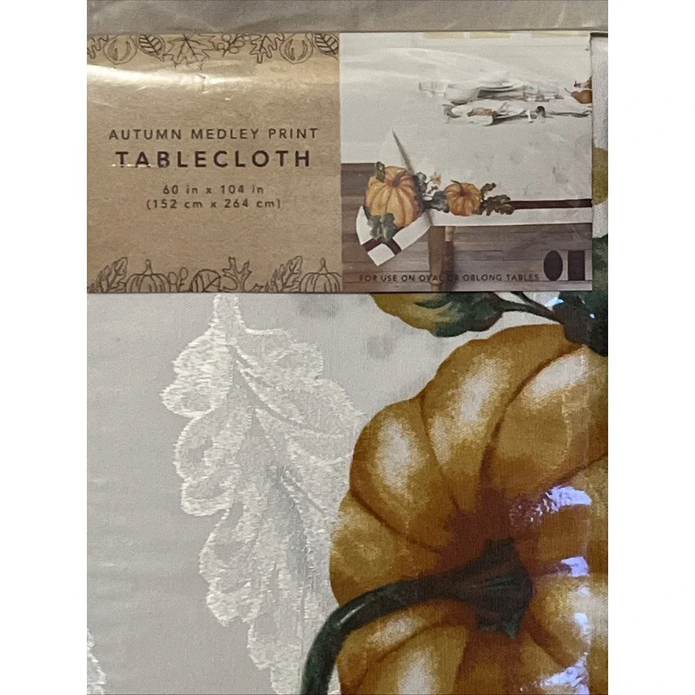 Autumn Medley Pumpkin‎ Pattern 60x104 Thanksgiving Tablecloth New!